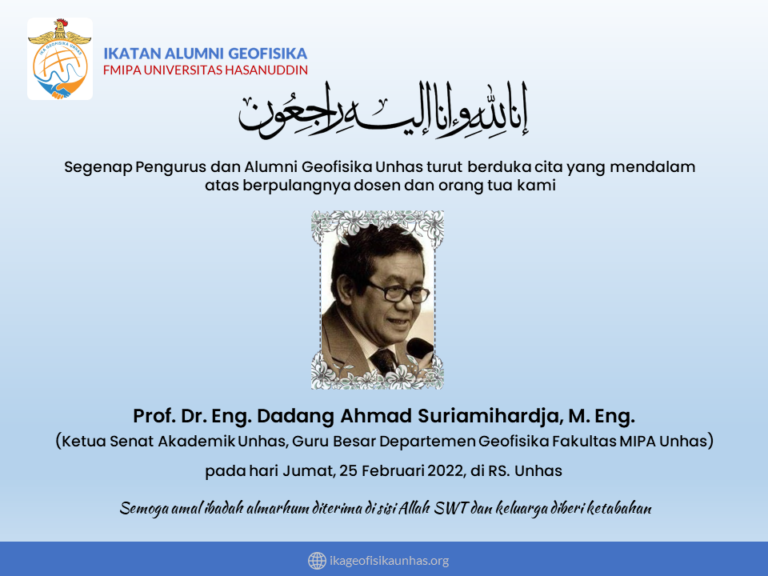 Turut Berduka Cita yang Mendalam atas Berpulangnya Dosen dan Orang Tua Kami Prof. Dadang Ahmad Suriamihardja